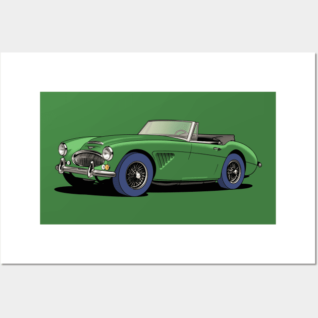 Austin-Healey 3000 British sports car in green Wall Art by Webazoot